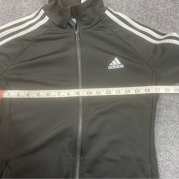 ADIDAS Women’s Black Track jacket warm Up 3 white stripes on sleeve size Medium - Picture 4 of 5